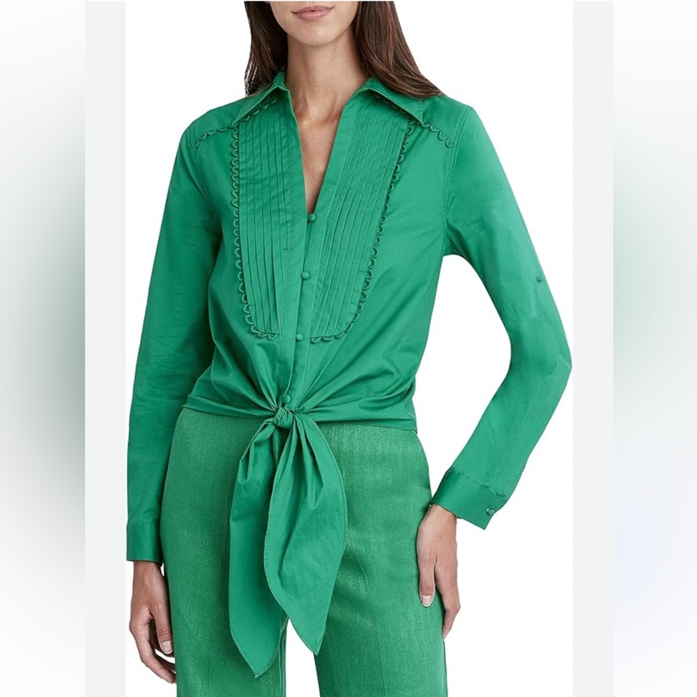 BCBGMaxAzria Vibrant Green Button Down Shirt size S